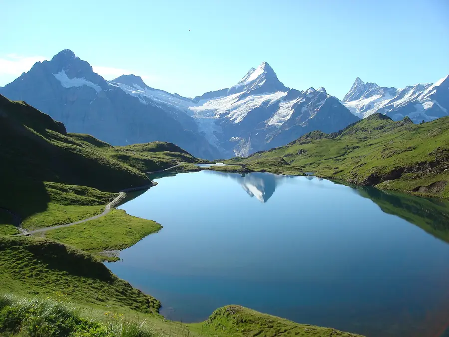 Bachalpsee lake reflecting the Schreckhorn